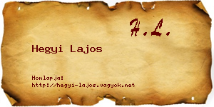 Hegyi Lajos névjegykártya